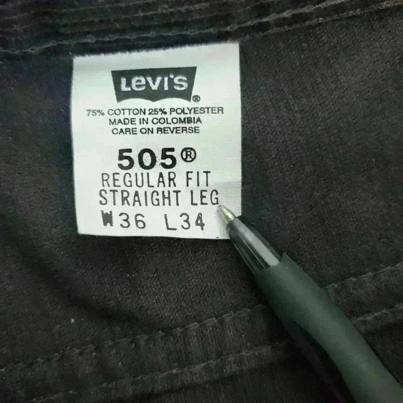 LEVI'S 505 straight fit Dark Brown corduroy pants jeans 36x32 Vintage Tag 90s - Picture 6 of 8